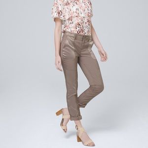 WHBM Classic-Fit Satin-Trim Straight Crop Jeans